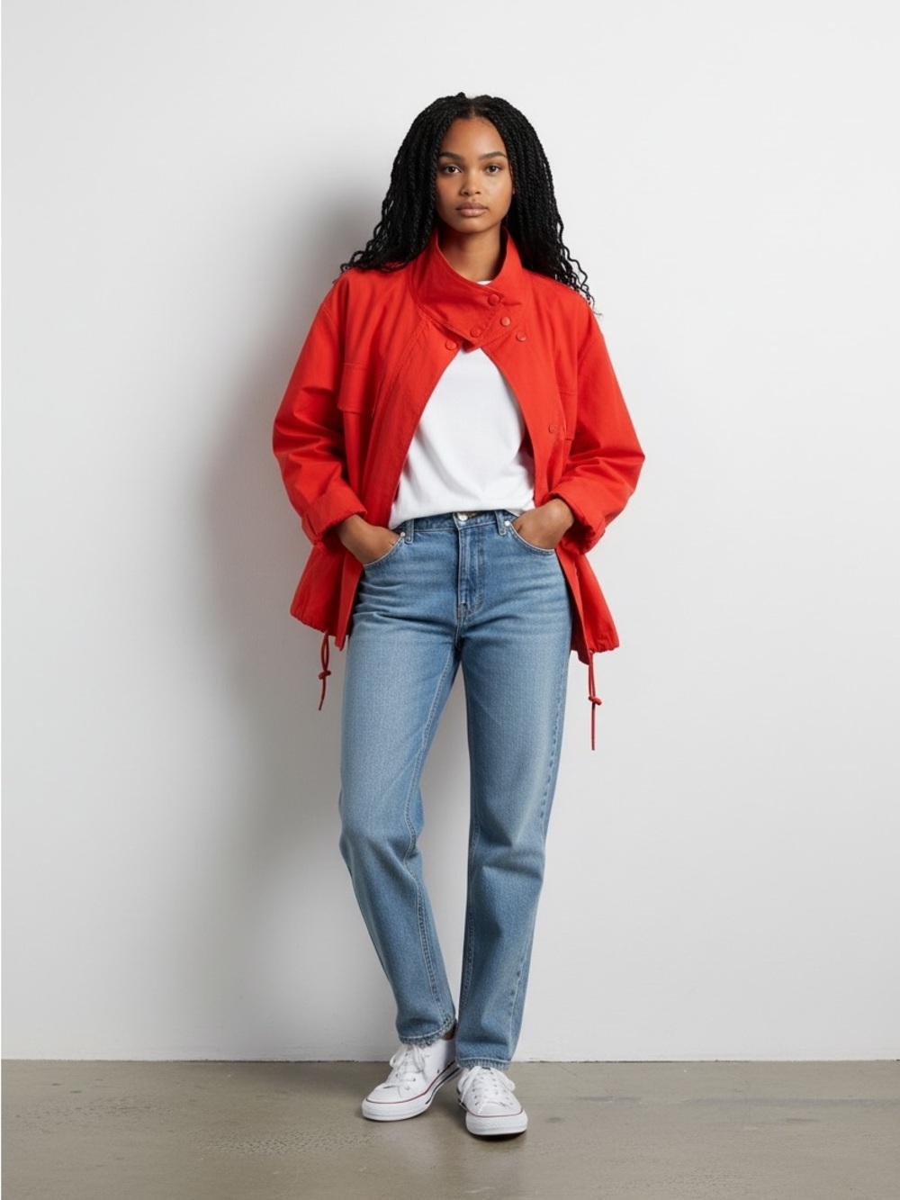 Theory Crop Utility Anorak Jacket Womens M Red Linen Blend Lightweight